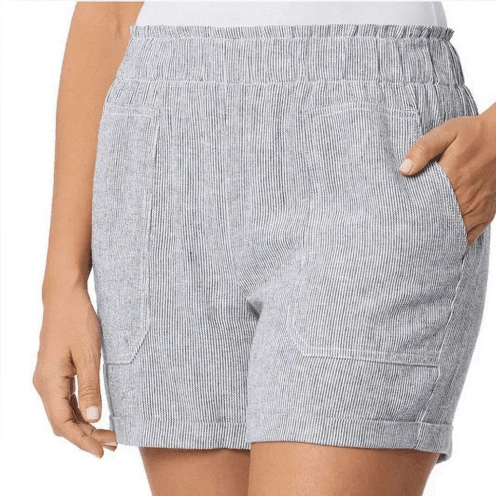 💚5/$25 SALE!💚 Briggs New York Blue Striped Linen Blend Cargo Short Sz S